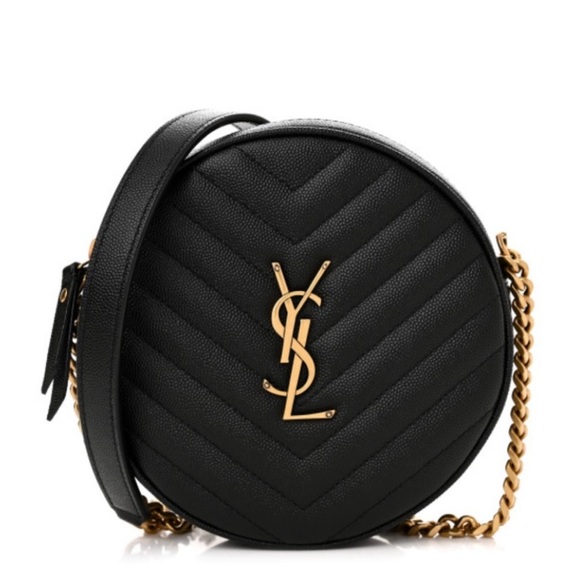 NEW, AUTHENTIC YVES SAINT LAURENT YSL Round Purse, Chain And Leather Strap - Picture 4 of 15
